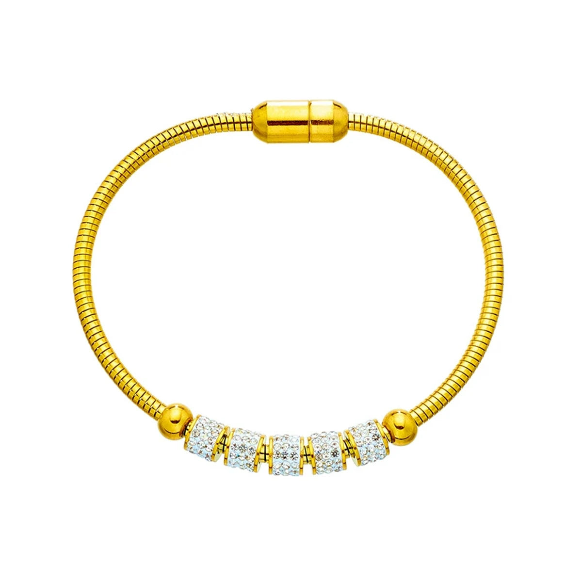 Pulsera Magnética Dorada con Cristales para Mujer