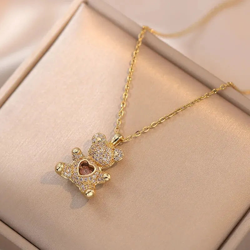 Collares con colgante de circonia verde de acero inoxidable cuadrados a la moda para mujeres y niñas, joyería de gota redonda de Metal de Color dorado para cumpleaños