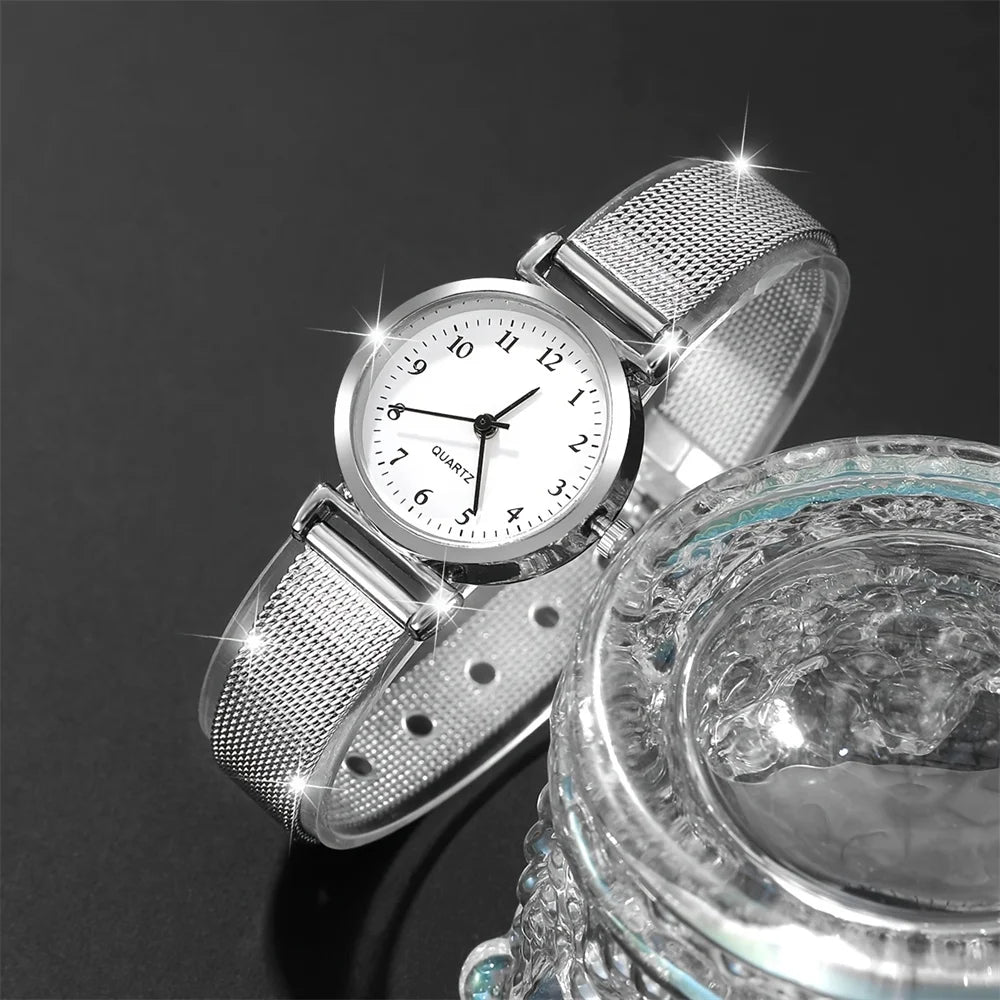 Reloj de moda para mujer, conjunto de relojes de pulsera informales, relojes de pulsera de cuarzo con esfera Simple para mujer, reloj de vestir para mujer