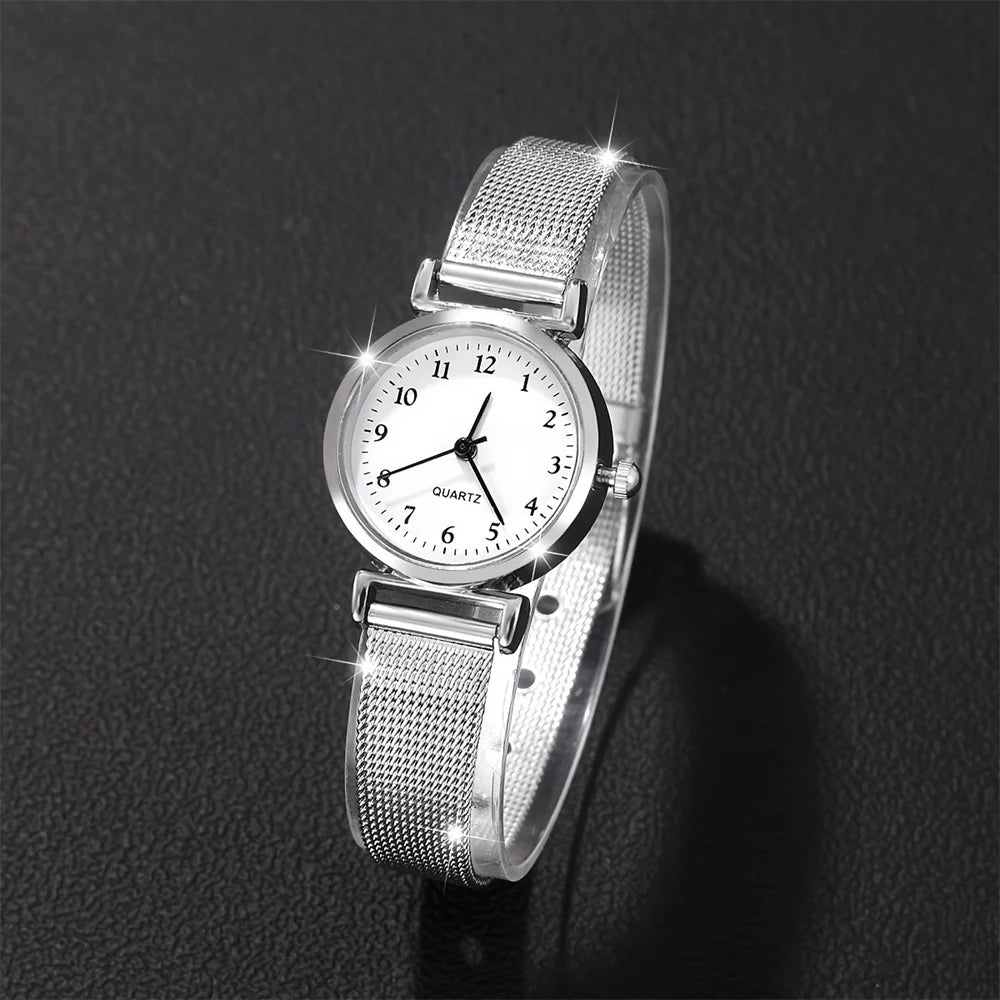 Reloj de moda para mujer, conjunto de relojes de pulsera informales, relojes de pulsera de cuarzo con esfera Simple para mujer, reloj de vestir para mujer