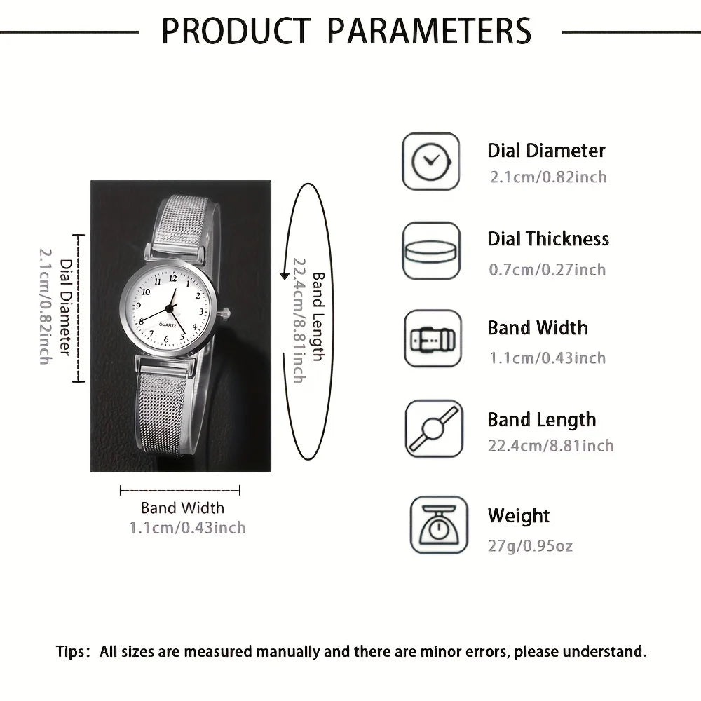 Reloj de moda para mujer, conjunto de relojes de pulsera informales, relojes de pulsera de cuarzo con esfera Simple para mujer, reloj de vestir para mujer