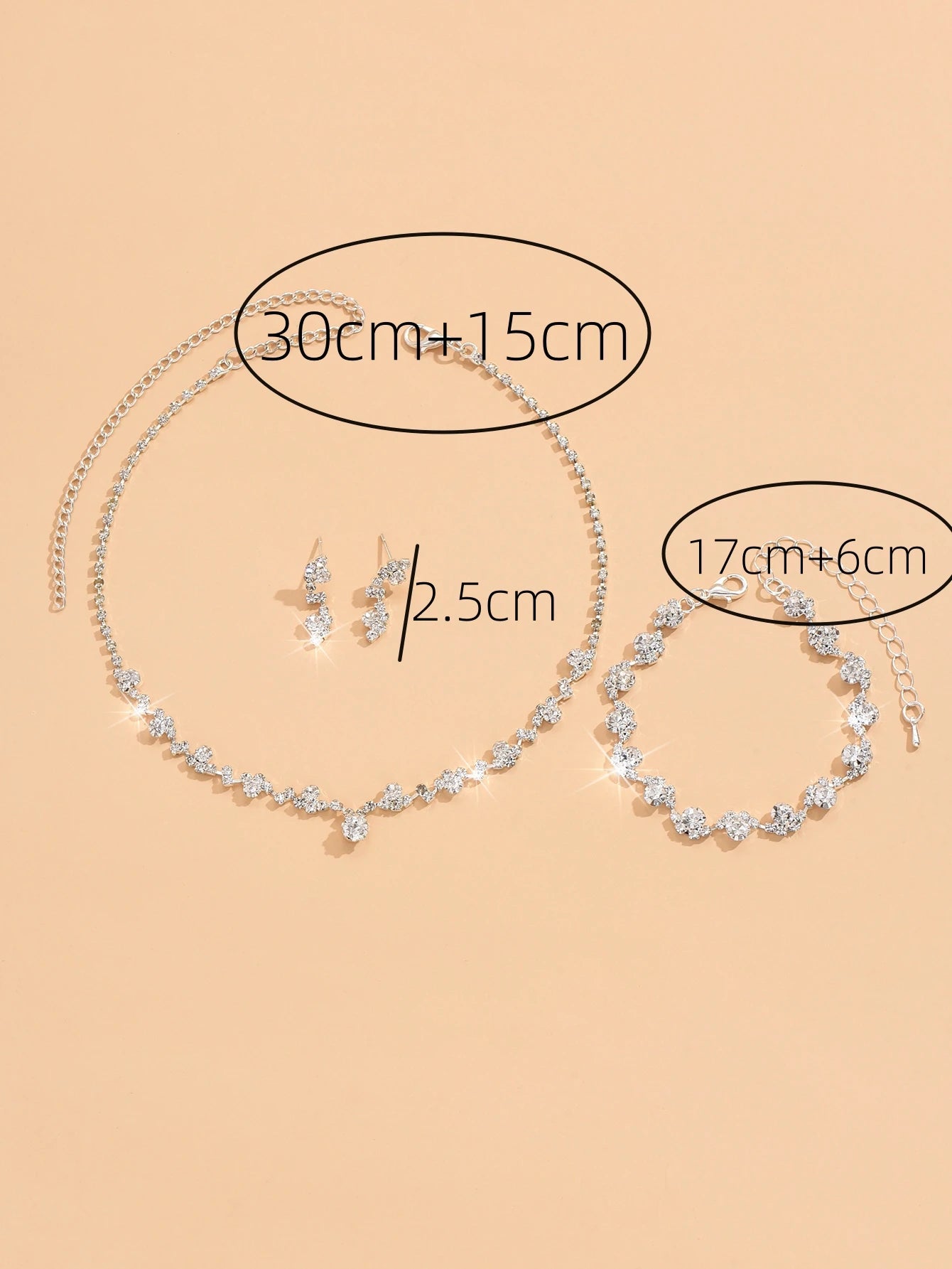 Colar Flor com Brincos e Conjunto de Pulseiras, Acessórios Femininos para Casamento, 4 Peças