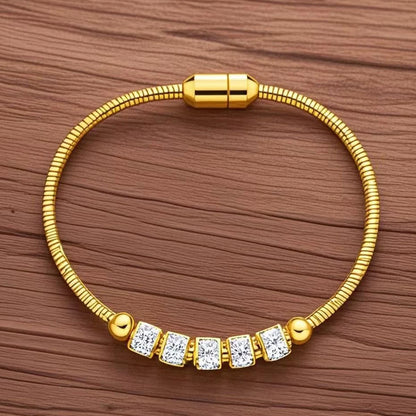 Pulsera Magnética Dorada con Cristales para Mujer