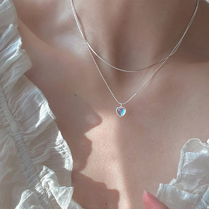 Nuevo collar de mariposa brillante para mujer, exquisito collar de cadena de clavícula de doble capa, joyería para regalo de mujer