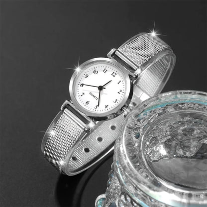 Reloj de moda para mujer, conjunto de relojes de pulsera informales, relojes de pulsera de cuarzo con esfera Simple para mujer, reloj de vestir para mujer