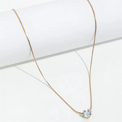 Peri'sbox-collar con dije de circonita solitario minimalista y delicado, cadena de acero inoxidable antideslustre, collar redondo de piedra Cz transparente, nuevo