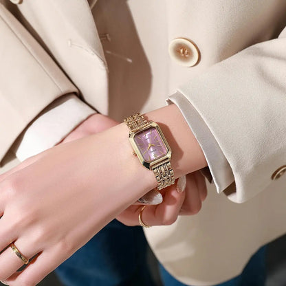 Reloj clásico de moda con pulsera de cinco cuentas, reloj cuadrado de moda para mujer, esencial de diosa