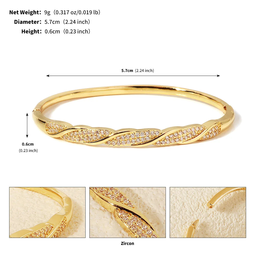 Pulsera de Cobre Dorado con Circonita