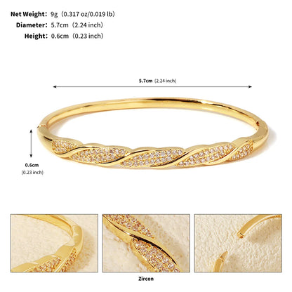 Pulsera de Cobre Dorado con Circonita