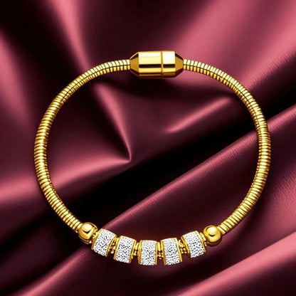 Pulsera Magnética Dorada con Cristales para Mujer