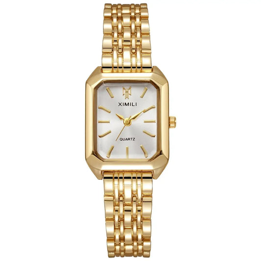 Reloj clásico de moda con pulsera de cinco cuentas, reloj cuadrado de moda para mujer, esencial de diosa