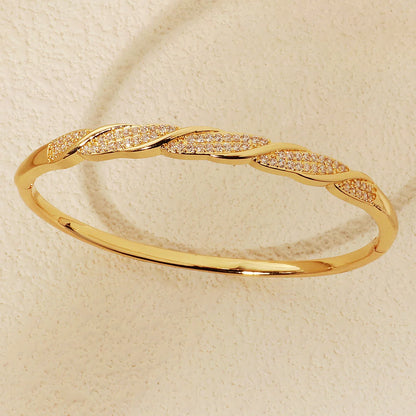Pulsera de Cobre Dorado con Circonita