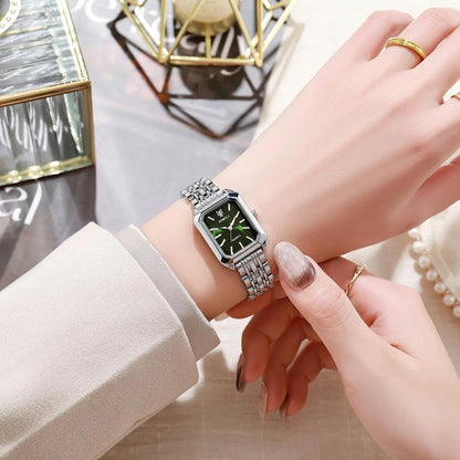Reloj clásico de moda con pulsera de cinco cuentas, reloj cuadrado de moda para mujer, esencial de diosa