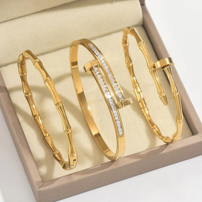 Conjunto de Pulseras de Acero Inoxidable con Trébol de Cuatro Hojas y Circonita