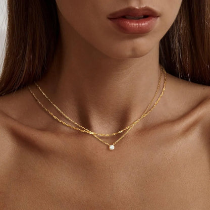 Collares de diamantes para mujer, gargantilla de oro K/plata esterlina, collares de joyería chapados en oro simples para regalos de mujer