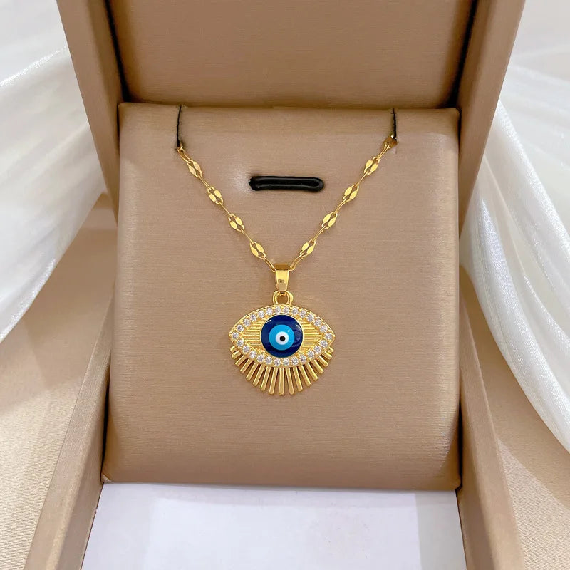 Collares con colgante de circonia verde de acero inoxidable cuadrados a la moda para mujeres y niñas, joyería de gota redonda de Metal de Color dorado para cumpleaños