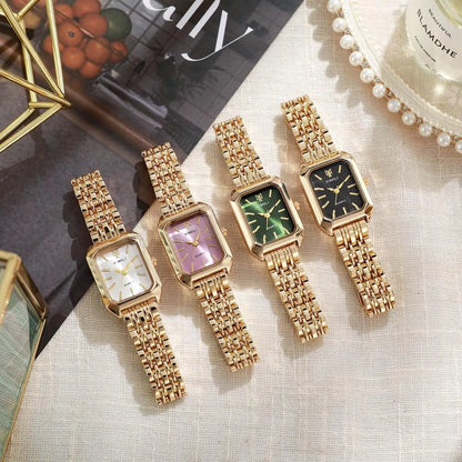 Reloj clásico de moda con pulsera de cinco cuentas, reloj cuadrado de moda para mujer, esencial de diosa